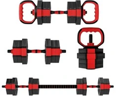 4-in-1 Hantelių Rinkinys, Reguliuojami Hanteliai ir Štanga, 20 KG Jėgos Treniruotėms Namuose