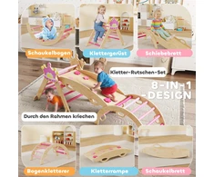 8-in-1 vidaus laipynė vaikams, princesės dizainas, čiuožykla, rampa, arka, medinė