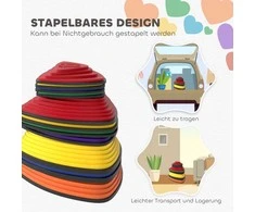 AIYAPLAY 11 dalių lavinamųjų balansavimo akmenų rinkinys, neslystantis dizainas, vidaus ir lauko erdvėms, sudedami, spalvoti