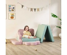 AIYAPLAY 12 dalių putplasčio laipiojimo, statybos, ropojimo blokų rinkinys, vidinės žaidimų kilimėliai su Corduroy danga, žalias+rožinis