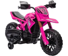 AIYAPLAY 12V elektrinis vaikiškas motociklas, rožinis, su pagalbiniais ratukais, iki 3 km/val., su garsiniu signalu ir variklio garsu, vaikams nuo 3 iki 8 metų, maks. 30 kg