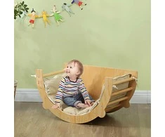 AIYAPLAY 3 in 1 laipiojimo rėmelių rinkinys su stalo pagalvėlėmis, laipiojimo arka, skirta suptis ir laipioti, medinis laipiojimo žaislas, skirtas 1,5-4 metų vaikams, vidaus patalpoms, natūrali mediena