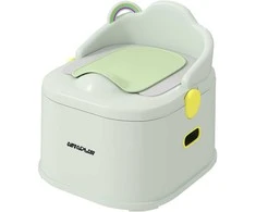 AIYAPLAY 3-in-1 vaikiškas puodas, nuimamas vaikiškas puodas, puodas su rankenėlėmis, skirtas vaikams nuo 6 iki 72 mėnesių, pakraunamas iki 50 kg, plastikinis, odos imitacija, pilkas