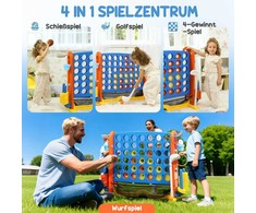 AIYAPLAY 4in1 žaidimų rinkinys, Keturi iš eilės, reguliuojamas aukštis, tinklinis maišelis, plastikas, spalvotas