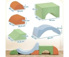 AIYAPLAY 5 dalių minkštų kaladėlių rinkinys mažyliams, skirtas laipioti, šliaužioti, statyti, lengvas, velvetas, porolonas, spalvotas