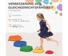 AIYAPLAY 5 dalių balansavimo akmenų rinkinys, sudedami, varlės formos, plastikiniai, spalvoti