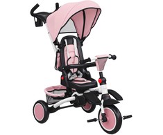 AIYAPLAY 6-in-1 vaikiškas triratukas, vežimėlis mažyliams, su stūmimo rankena, reguliuojama sėdyne, sulankstomas dizainas, saugos tvorelė