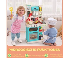 AIYAPLAY 92 dalių virtuvės rinkinys vaikams, su čiaupu, plastikinis, 3-6 metų, žalias