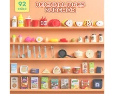 AIYAPLAY 92 dalių virtuvėlės rinkinys vaikams, su čiaupu, plastikas, 3-6 metai, žalias