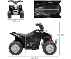 Aiyaplay Eektrinis keturratis miniquad vaikams nuo 18 mėnesių, vaikiškas elektrinis keturratis su šviesos diodais ir garso signalu, metalinis, juodas