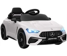 AIYAPLAY Elektrinis automobilis vaikams, Mercedes dizainas, 12V varikliai, nuotolinio valdymo pultelis, LED žibintai, muzika, vaikams nuo 3 iki 6 metų, Baltas