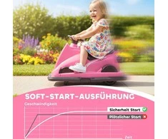 AIYAPLAY Elektrinis automobilis vaikams, besisukantis 360 laipsnių kampu, su vairu, LED lemputėmis, muzikos funkcija, 3-8 metai, rožinis