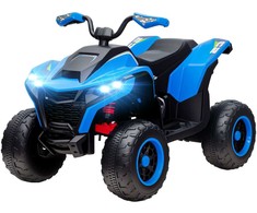 AIYAPLAY elektrinis keturratis vaikams 12V elektrinis keturratis vaikams su 2 varikliais, 3-6 km/val. vaikų keturratis su pakaba, LED šviesa, vaikiškas automobilis su USB, muzika 3-8 metų vaikams, mėlynos spalvos