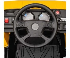 AIYAPLAY Elektrinis traktoriukas su kastuvu, 12 V vaikiškas važiuojantis traktoriukas, vaikiškas elektrinis automobilis su MP3 funkcija, vaikiška transporto priemonė su žibintais, 3-6 km/h, 3-5 metų vaikams, geltonos spalvos