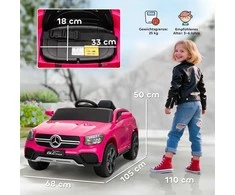 AIYAPLAY Elektrinis vaikiškas automobilis, 12V vaikiškas automobilis su nuotolinio valdymo pultu, LED žibintai, muzika, 3 greičiai, 3-6 metai, rožinis