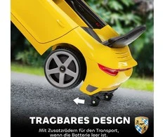 AIYAPLAY Elektrinis važiavimo automobilis vaikams, su nuotolinio valdymo pulteliu, muzika, garso signalu, USB, saugos diržu, 3-5 metų amžiaus, geltonas