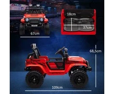 Aiyaplay HOMCOM Elektrinis vaikiškas automobilis, 12 V 3-5 km/val. visureigis su muzikine jungtimi, vaikiška transporto priemonė su 2.4G nuotolinio valdymo pulteliu, žibintais, garso signalu, elektrinė vaikiška transporto priemonė 3-6 metų vaikams, raudona