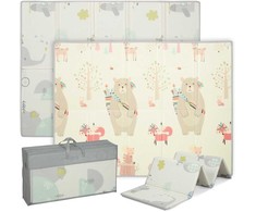 AIYAPLAY vaikiškas žaidimų kilimėlis, gyvūnų raštai, putplastis, 1,5 cm storio paminkštinimas, neslystantis