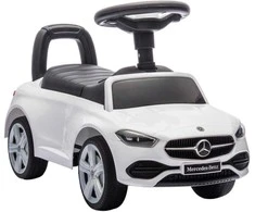 AIYAPLAY Mercedes-Benz C-Class vaikiškas paspiriamas automobilis su garsiniu signalu, variklio garsais, daiktadėže, vaikams nuo 18-36 mėn., baltas