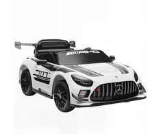 AIYAPLAY Mercedes elektrinis automobilis, vaikiškas elektromobilis, 12V baterija, LED žibintai, muzikos funkcija, garsinis signalas, 3-8 metai, baltas