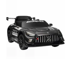 AIYAPLAY Mercedes elektrinis automobilis vaikams, 12V baterija, LED žibintai, muzikos funkcija, garsinis signalas, 3-8 metai, juodas
