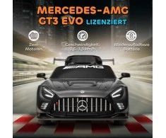 AIYAPLAY Mercedes elektrinis automobilis vaikams, 12V baterija, LED žibintai, muzikos funkcija, garsinis signalas, 3-8 metai, juodas