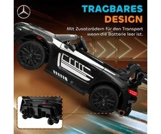 AIYAPLAY Mercedes elektromobilis, vaikiškas automobilis, 12 V akumuliatorius, LED žibintai, muzikos funkcija, garsinis signalas, 3–8 metai, juodas