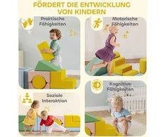 AIYAPLAY Minkštų blokelių rinkinys vaikams, 12 dalių audinio blokelių rinkinys, putplastis, kordoinas, skalbiamas, pastelinės spalvos