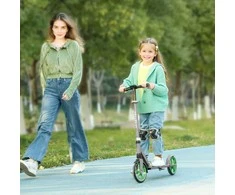 AIYAPLAY Motoroleris vaikams Sulankstomas vaikiškas motoroleris su reguliuojamu vairo aukščiu, 2 dideliais ratais, galiniu purvasaugiu ir stabdžiu, pedalinis motoroleris vaikams nuo 6 iki 12 metų, žalias