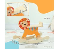 AIYAPLAY supamas arkliukas su liūto dizainu, 25 kg apkrova, 2-5 metams, medinis, oranžinis