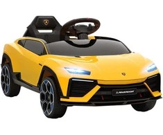 AIYAPLAY Vaikams skirtas elektrinis automobilis 12V su 2,4 GHz nuotolinio valdymo pulteliu, 2 varikliai, garso signalas, LED, muzika, 101,5 x 49 x 43 cm, Geltonas
