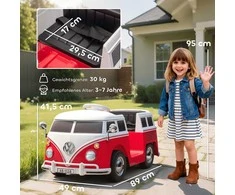AIYAPLAY Vaikams skirtas elektrinis automobilis, 12V transporto priemonė su MP3, dvigubu varikliu, garsiniu signalu, švelniu startu, 89x49x41,5 cm, Raudonas