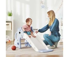 AIYAPLAY vaikiška čiuožykla, 3 viename, čiuožykla mažyliams su krepšinio lanku, čiuožykla su krepšiniu vaikams nuo 1 iki 3 metų, naudojimui patalpose, mėlyna, 106 x 51,5 x 52 cm