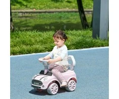 AIYAPLAY Vaikiškas automobilis su čiuožykla, vaikiška transporto priemonė, vaikiškas automobilis, automobilis su čiuožykla, su apsauga nuo užvažiavimo, čiuožykla vaikams, rožinis, 53 x 52 x 35 cm