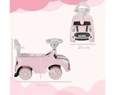 AIYAPLAY vaikiškas paspirtukas-mašinėlė, transporto priemonė vaikams, stumiamas automobilis su apsauga nuo apvirtimo, rožinė, 53 x 25 x 35 cm | Aosom