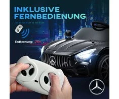 AIYAPLAY vaikiškas elektrinis automobilis 12 V vaikiškas automobilis su 2.4G nuotolinio valdymo pulteliu, USB, MP3, muzika, elektrinis automobilis su žibintais, švelniu paleidimu, atbulinės eigos funkcija, 3-5 km/h, skirtas 3-6 metų vaikams, juodas