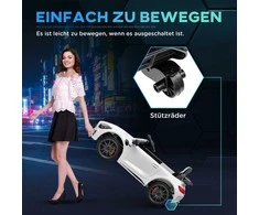 AIYAPLAY vaikiškas elektrinis automobilis 12 V vaikiškas automobilis su 2.4G nuotolinio valdymo pulteliu, USB, MP3, muzika, elektrinis automobilis su žibintais, švelniu paleidimu, atbulinės eigos funkcija, 3-5 km/h, skirtas 3-6 metų vaikams, baltas