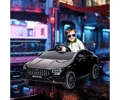AIYAPLAY vaikiškas elektromobilis 12V su nuotolinio valdymo pultu, muzika, šviesomis, USB/MP3 jungtimi, atbuline eiga, iki 5 km/h, 3–6 metų vaikams, juodas