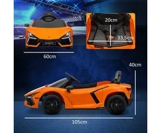 AIYAPLAY vaikiškas elektromobilis 12V, su 2,4G nuotolinio valdymo pulteliu, muzika, šviesomis, USB/MP3 jungtimi, atbulinės eigos funkcija, iki 5 km/h, 3–5 metų vaikams, oranžinis