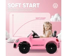 AIYAPLAY vaikiškas elektrinis automobilis 12V vaikiškas automobilis su 2.4G nuotolinio valdymo pulteliu, muzika, garso signalas, elektrinis automobilis su LED žibintais, USB/MP3 jungtis, 3-5 km/h, 3-5 metų vaikams, rožinis