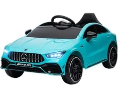 AIYAPLAY vaikiškas elektrinis automobilis 12 V vaikiškas automobilis su 2.4G nuotolinio valdymo pultu, USB, MP3 jungtimi, elektrinė transporto priemonė su žibintais, mokomaisiais ratais, pakabos sistema, 3-5 km/h, skirtas 3-6 metų vaikams, šviesiai mėlynos spalvos