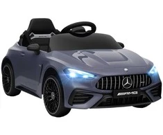 AIYAPLAY Vaikiškas elektrinis automobilis, Mercedes dizaino, su 12V varikliais, nuotolinio valdymo pultu, LED žibintais, muzika, vaikams nuo 3 iki 6 metų, pilkas