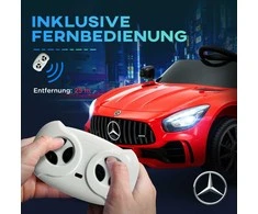 AIYAPLAY vaikiškas elektrinis automobilis 12 V vaikiškas automobilis su 2.4G nuotolinio valdymo pulteliu, USB, MP3, muzika, elektrinis automobilis su žibintais, švelniu paleidimu, atbulinės eigos funkcija, 3-5 km/h, skirtas 3-6 metų vaikams, raudonas