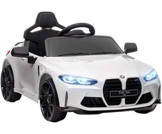 AIYAPLAY vaikiškas elektromobilis, automobilis vaikams su 2,4G nuotolinio valdymo pultu, pakaba, MP3, USB, LED žibintais, 3-5 metų amžiaus, baltas | Aosom