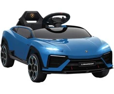 AIYAPLAY Vaikiškas elektrinis automobilis 12V su 2,4 GHz nuotolinio valdymo pulteliu, 2 varikliai, garsinis signalas, LED, muzika, 101,5 x 49 x 43 cm, mėlynas