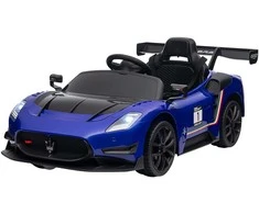 AIYAPLAY vaikiškas elektrinis automobilis 12 V vaikiškas automobilis su 2.4G nuotolinio valdymo pulteliu, muzika, garso signalas, pakaba, elektrinė transporto priemonė su žibintais, mokomieji ratai, švelnus užvedimas, 3-5 km/h, 3-5 metų vaikams, mėlynos spalvos