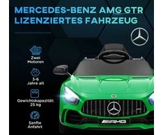 AIYAPLAY vaikiškas elektromobilis 12 V, su 2,4G nuotolinio valdymo pulteliu, USB, MP3, muzika, transporto priemonė su šviesomis, švelnus startas, atbulinės eigos funkcija, 3-5 km/h, vaikams nuo 3-6 metų, žalias