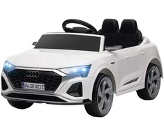 AIYAPLAY vaikiškas elektrinis automobilis 12V vaikiškas automobilis su 2.4G nuotolinio valdymo pulteliu, MP3 muzika ir garso signalu, elektrinis automobilis su priekiniais žibintais, 4 spyruokliniai ratai, 3-5 km/h, skirtas 3-6 metų vaikams, baltas