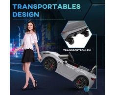AIYAPLAY vaikiškas elektrinis automobilis 12V vaikiškas automobilis su 2,4 GHz nuotolinio valdymo pulteliu, 2 varikliai, vaikiška transporto priemonė su garsiniu signalu, LED, muzika, švelnus užvedimas, elektrinė transporto priemonė su papildomu ratu, skirta 3-5 metų vaikams, pilka spalva