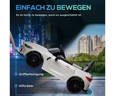 AIYAPLAY vaikiškas elektrinis automobilis, vaikiškas automobilis su 2.4G nuotolinio valdymo pulteliu, pakaba, elektrinis automobilis su MP3, USB, LED šviesa, 3-5 metų, baltos spalvos